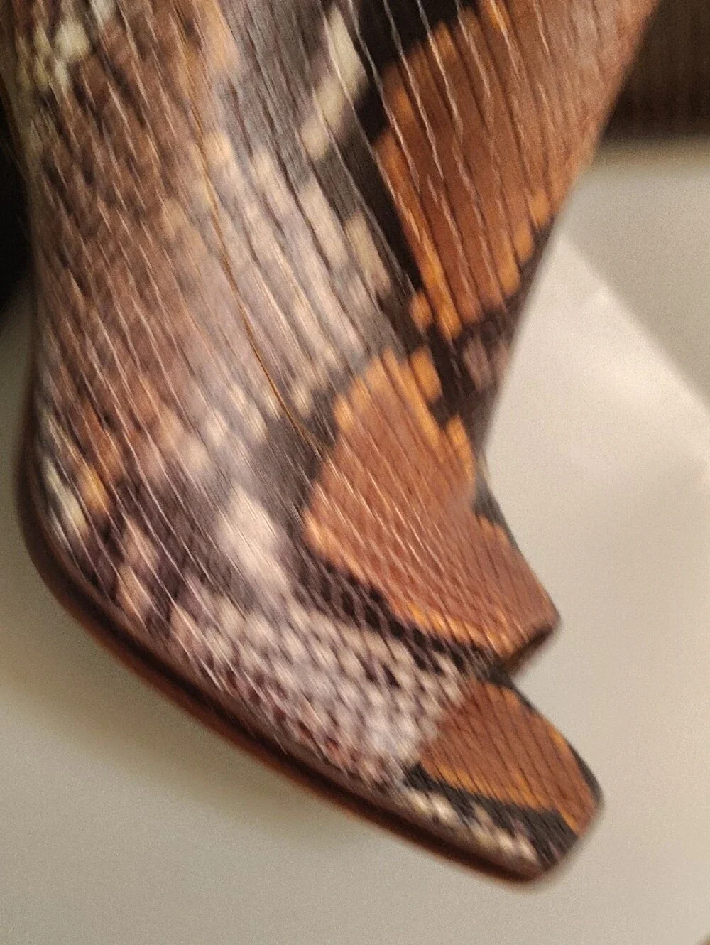 Vince Camuto Brown Snake-Print Peep-Toe Ankle Bootie